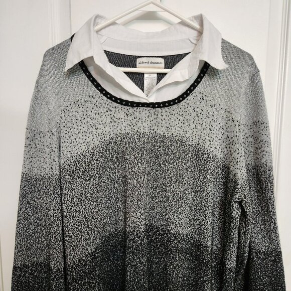 Alfred Dunner Womens Size 1X Pointelle Two for One Sweater NEW Silver Metallic - Picture 1 of 3